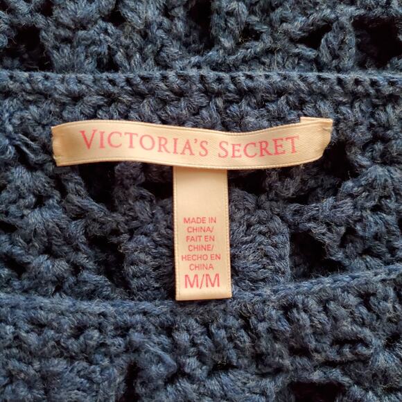 Vintage Victoria's Secret Blue Crochet Tank Size M Y2k Boho Vacation Beachy - Picture 8 of 10